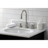 Governor Two-Handle 3-Hole Deck Mount Widespread Bathroom Faucet with Brass Pop-Up