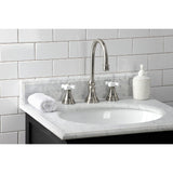 Governor Two-Handle 3-Hole Deck Mount Widespread Bathroom Faucet with Brass Pop-Up