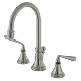 Silver Sage Two-Handle 3-Hole Deck Mount Widespread Bathroom Faucet with Brass Pop-Up