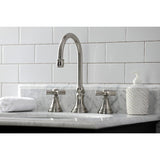 Millennium Two-Handle 3-Hole Deck Mount Widespread Bathroom Faucet with Brass Pop-Up