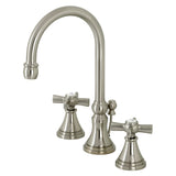 Millennium Two-Handle 3-Hole Deck Mount Widespread Bathroom Faucet with Brass Pop-Up