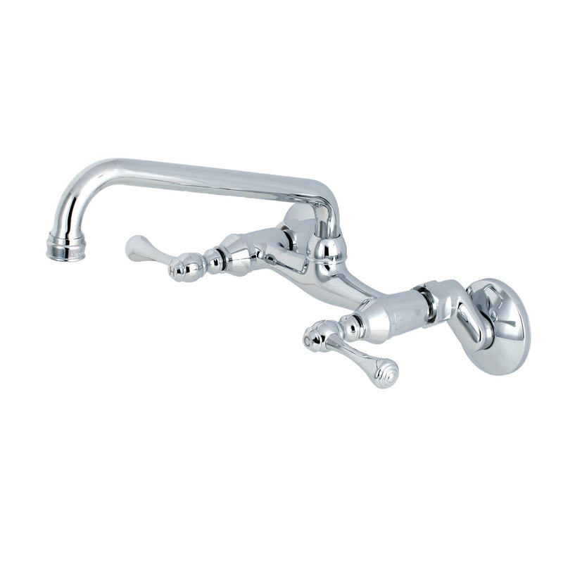 Kingston Double-Handle 2-Hole Wall-Mount Bridge Kitchen Faucet