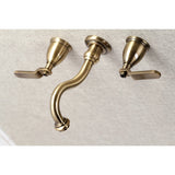 Whitaker Two-Handle 3-Hole Wall Mount Tub Faucet