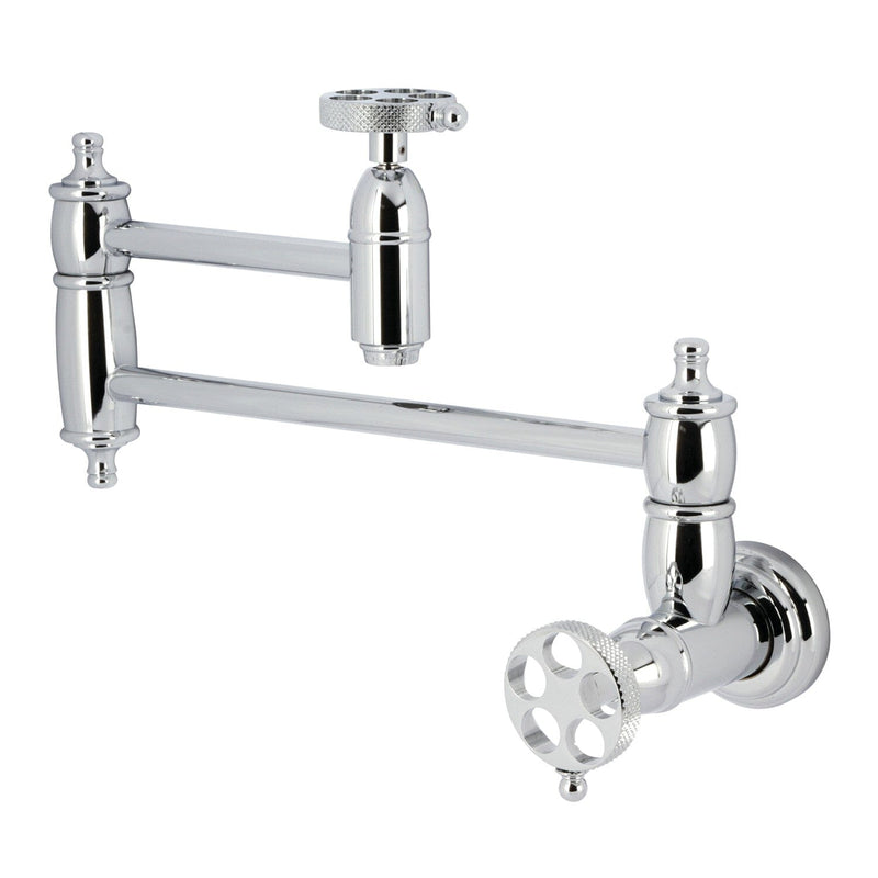 Webb Two-Handle 1-Hole Wall Mount Pot Filler Faucet with Knurled Handle