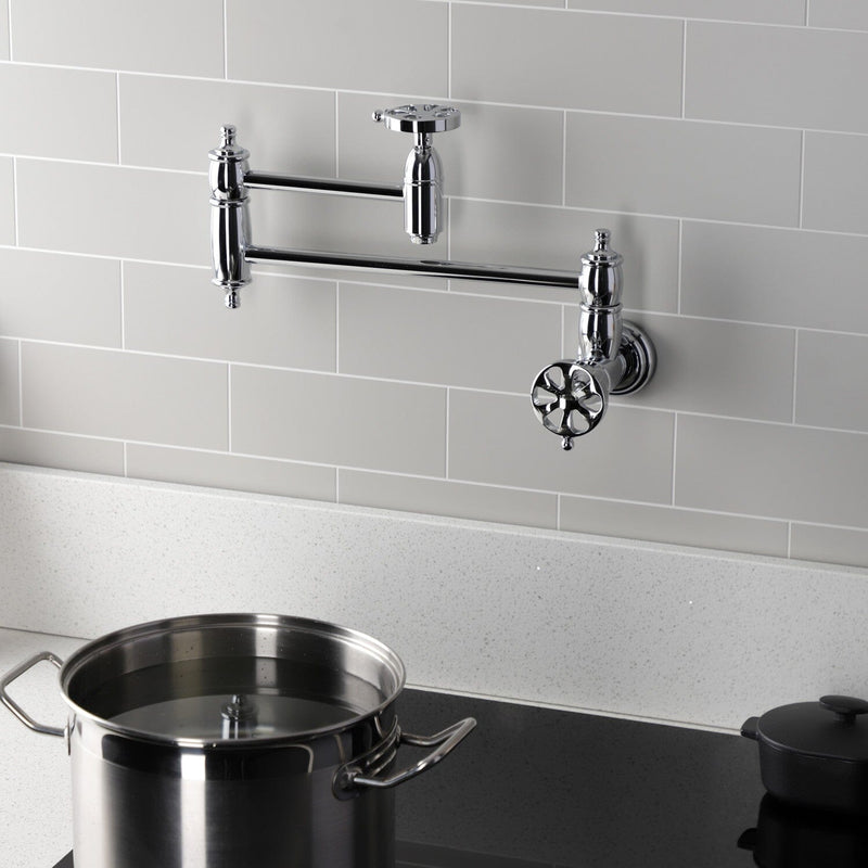 Belknap Two-Handle 1-Hole Wall Mount Pot Filler Faucet