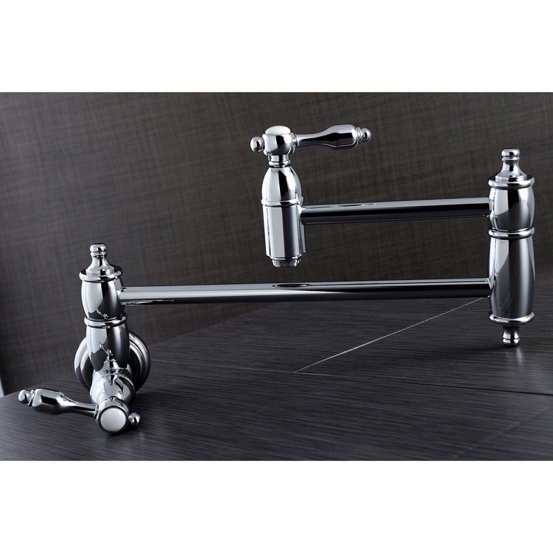 Tudor Two-Handle 1-Hole Wall Mount Pot Filler Faucet