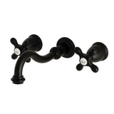Vintage Double-Handle 3-Hole Wall Mount Bathroom Faucet