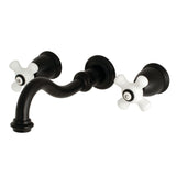 Vintage Double-Handle 3-Hole Wall Mount Bathroom Faucet