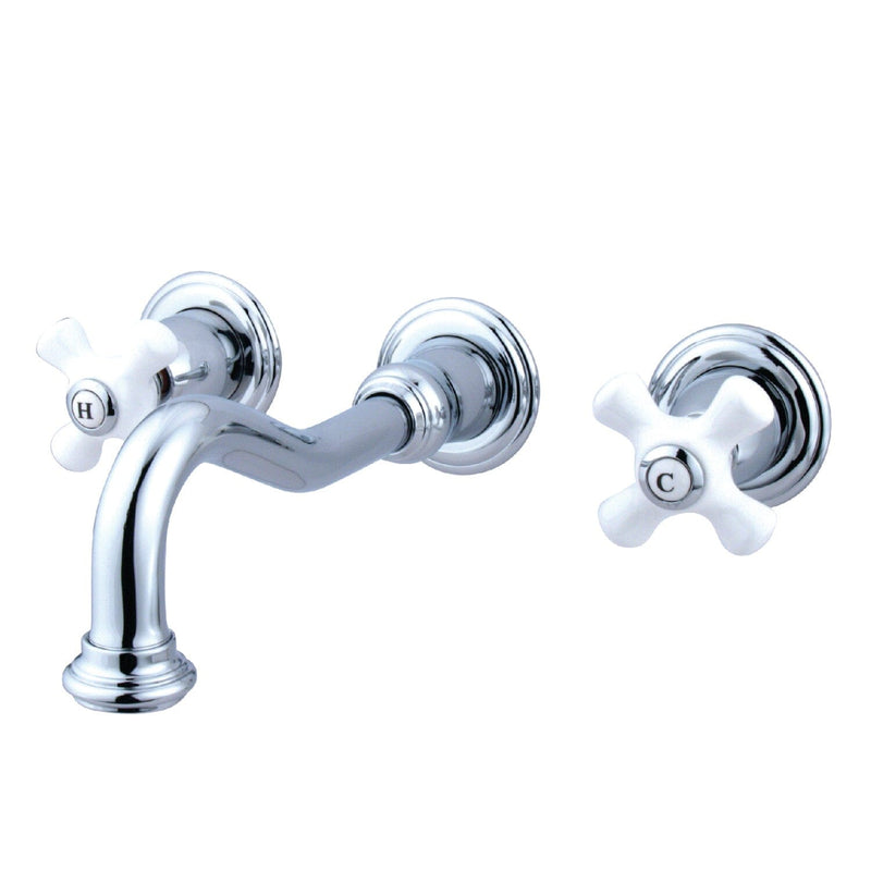 Vintage Double-Handle 3-Hole Wall Mount Bathroom Faucet