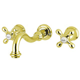 Vintage Double-Handle 3-Hole Wall Mount Bathroom Faucet