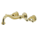 Vintage Double-Handle 3-Hole Wall Mount Bathroom Faucet