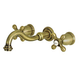 Vintage Double-Handle 3-Hole Wall Mount Bathroom Faucet