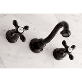 Vintage Double-Handle 3-Hole Wall Mount Bathroom Faucet