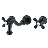 Vintage Double-Handle 3-Hole Wall Mount Bathroom Faucet