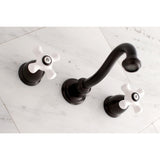 Vintage Double-Handle 3-Hole Wall Mount Bathroom Faucet