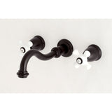 Vintage Double-Handle 3-Hole Wall Mount Bathroom Faucet