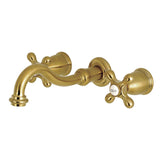Vintage Double-Handle 3-Hole Wall Mount Bathroom Faucet