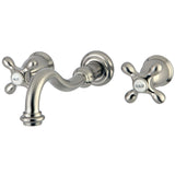 Vintage Double-Handle 3-Hole Wall Mount Bathroom Faucet