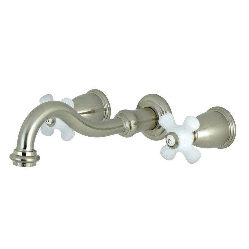 Vintage Double-Handle 3-Hole Wall Mount Bathroom Faucet