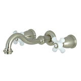 Vintage Double-Handle 3-Hole Wall Mount Bathroom Faucet