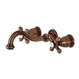 Vintage Double-Handle 3-Hole Wall Mount Bathroom Faucet