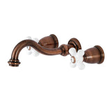 Vintage Double-Handle 3-Hole Wall Mount Bathroom Faucet