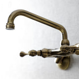Kingston Double-Handle 2-Hole Wall-Mount Bridge Kitchen Faucet
