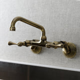 Kingston Double-Handle 2-Hole Wall-Mount Bridge Kitchen Faucet