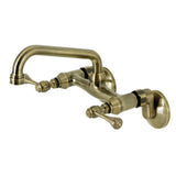 Kingston Double-Handle 2-Hole Wall-Mount Bridge Kitchen Faucet