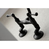 Kingston Double-Handle 2-Hole Wall-Mount Bridge Kitchen Faucet