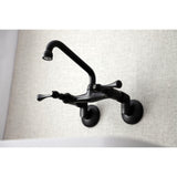 Kingston Double-Handle 2-Hole Wall-Mount Bridge Kitchen Faucet