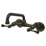 Kingston Double-Handle 2-Hole Wall-Mount Bridge Kitchen Faucet