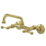 Kingston Double-Handle 2-Hole Wall-Mount Bridge Kitchen Faucet