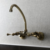 Kingston Double-Handle 2-Hole Wall-Mount Bridge Kitchen Faucet