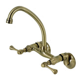 Kingston Double-Handle 2-Hole Wall-Mount Bridge Kitchen Faucet