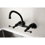 Kingston Double-Handle 2-Hole Wall-Mount Bridge Kitchen Faucet
