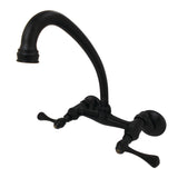 Kingston Double-Handle 2-Hole Wall-Mount Bridge Kitchen Faucet