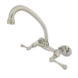 Kingston Double-Handle 2-Hole Wall-Mount Bridge Kitchen Faucet