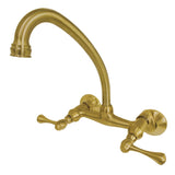 Kingston Double-Handle 2-Hole Wall-Mount Bridge Kitchen Faucet