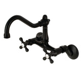 Vintage Double-Handle 2-Hole Wall-Mount Bridge Kitchen Faucet