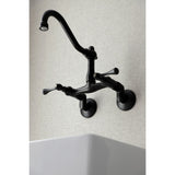 Vintage Double-Handle 2-Hole Wall-Mount Bridge Kitchen Faucet