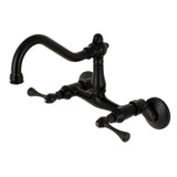 Vintage Double-Handle 2-Hole Wall-Mount Bridge Kitchen Faucet