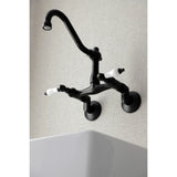 Vintage Double-Handle 2-Hole Wall-Mount Bridge Kitchen Faucet