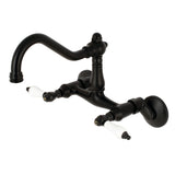 Vintage Double-Handle 2-Hole Wall-Mount Bridge Kitchen Faucet