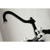 Vintage Double-Handle 2-Hole Wall-Mount Bridge Kitchen Faucet