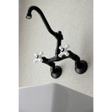 Vintage Double-Handle 2-Hole Wall-Mount Bridge Kitchen Faucet