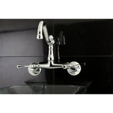 Vintage Double-Handle 2-Hole Wall-Mount Bridge Kitchen Faucet