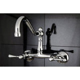 Vintage Double-Handle 2-Hole Wall-Mount Bridge Kitchen Faucet