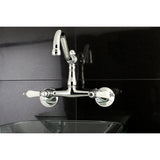 Vintage Double-Handle 2-Hole Wall-Mount Bridge Kitchen Faucet
