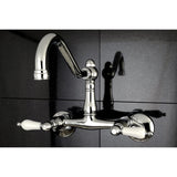 Vintage Double-Handle 2-Hole Wall-Mount Bridge Kitchen Faucet